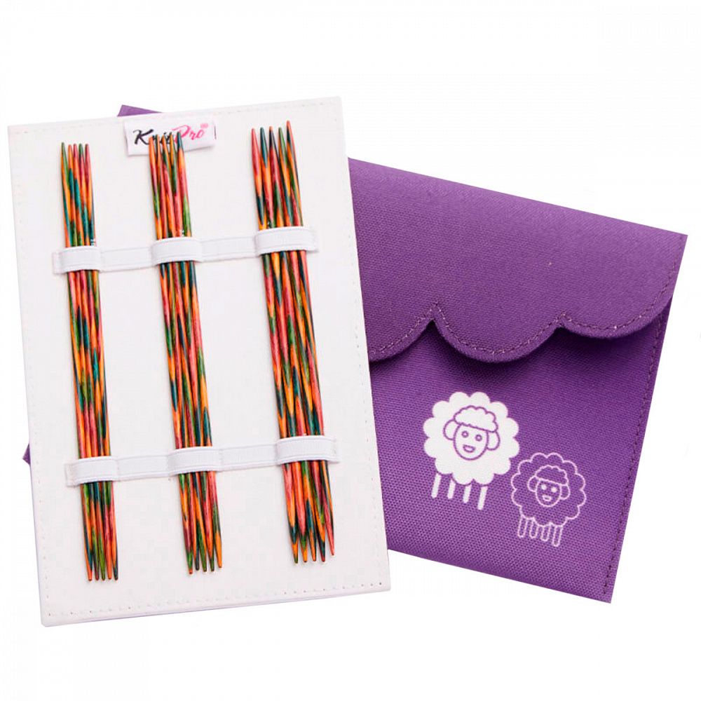 Набор чулочных спиц для вязания длиной 20см5 Knit Pro Symfonie (2,5мм, 3мм, 3,5мм, 4мм, 4,5мм, 5мм), дерево, многоцветный, 6 видов, 2066