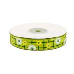 Лента репсовая (в рубчик) Подсолнухи 1 1,5см*22.86 м (салатовый)