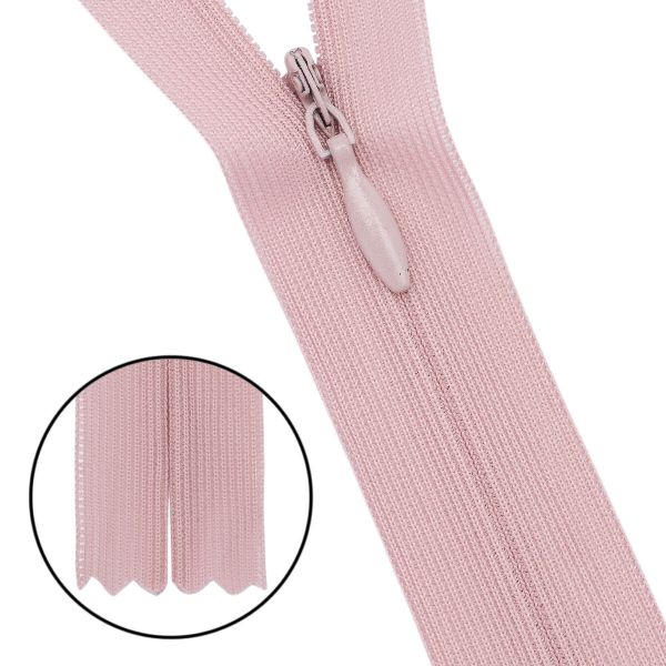 Молния потайная (скрытая) Т3 (3 мм) 1 зам., н/раз., 50 см, нейлон, 344 бежево-розовый, 10 шт