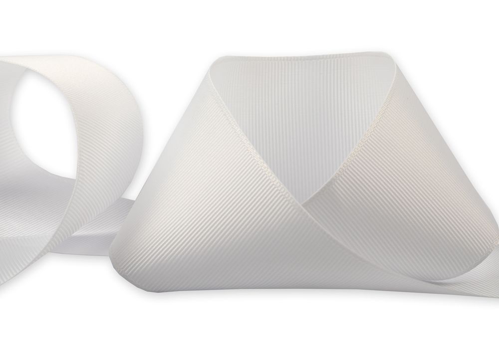 Лента репсовая (в рубчик) 50.0 мм / 25±1 метров, 001 белый, Gamma GR-50