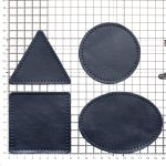 Набор заплаток пришивных из кожи, круг, квадрат, треугольник, овал 8см, с перфорацией, 4 шт (05 темно-синий), 9743