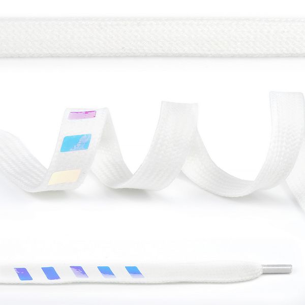 Шнурки плоские 10 мм, белый металлик длина 130 см, 10 шт