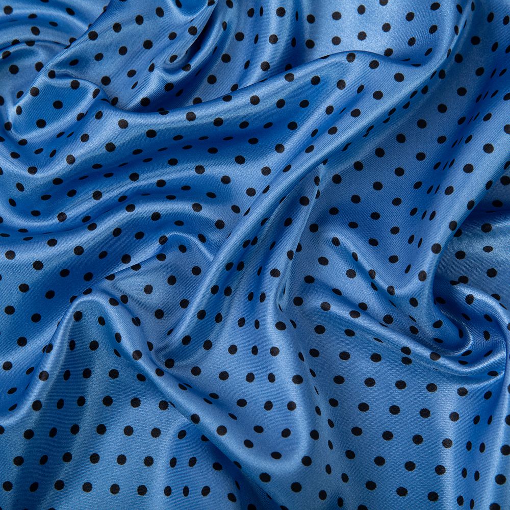 Ткань блузочная Poly satin 75 г/м², 200х145 см, 16 голубой/ черный, Gamma PSS-002