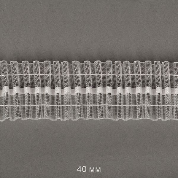 Лента (тесьма) шторная: сборка универсальная (1:1) 40 мм / 10 метров, цв.прозрачный