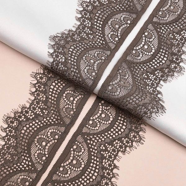 Кружево эластичное (стрейч) 60 мм / 2.7 метра, C072 шиншилла, QYE-021