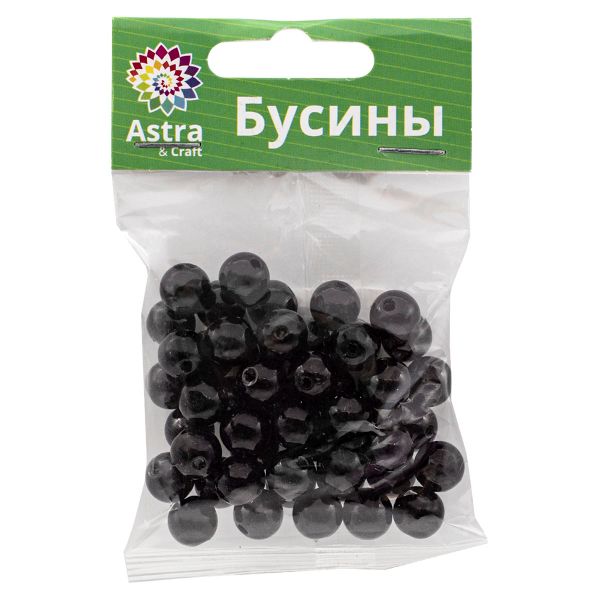 Бусины пластик (жемчуг) ⌀10 мм, 25 г, Astra&Craft, 046 NL черный