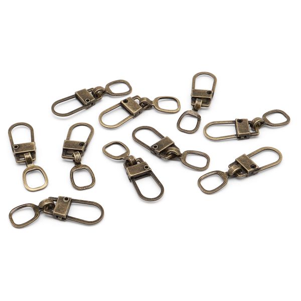 Пуллер-карабин для молнии 9х31 мм металл, цв. бронза, 10 шт, (6580-0277)