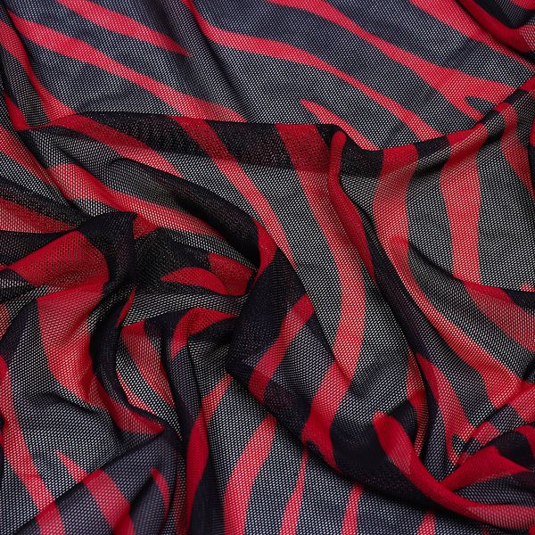 Сетка бельевая эластичная 100 г/м², шир.160 см / 3 метра, принт Зебра, цв.красный+черный /SZ025816.04/