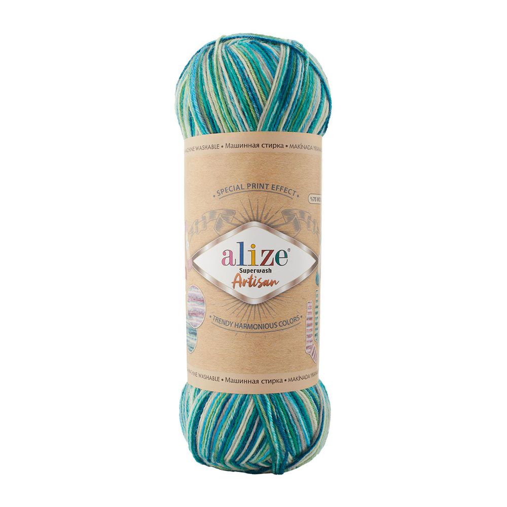 Пряжа Alize (Ализе) Superwash Artisan / уп.5 мот. по 100 г, 420 м, 9001 секционный