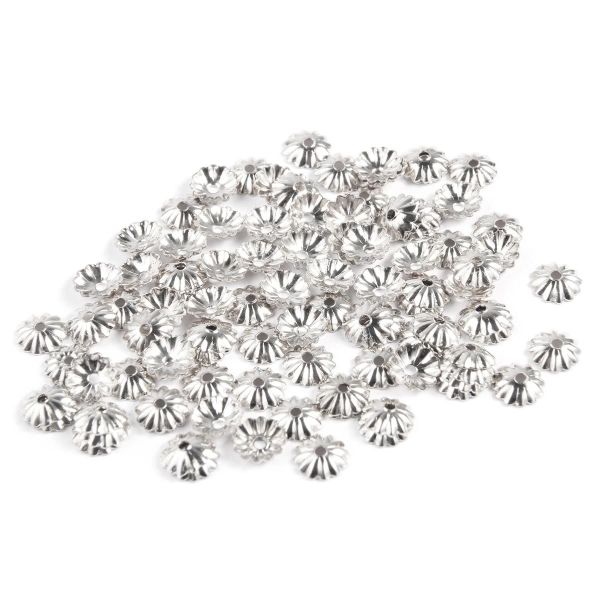 Шапочка для бусин, 3мм 100 шт в упак, Астра, Серебро