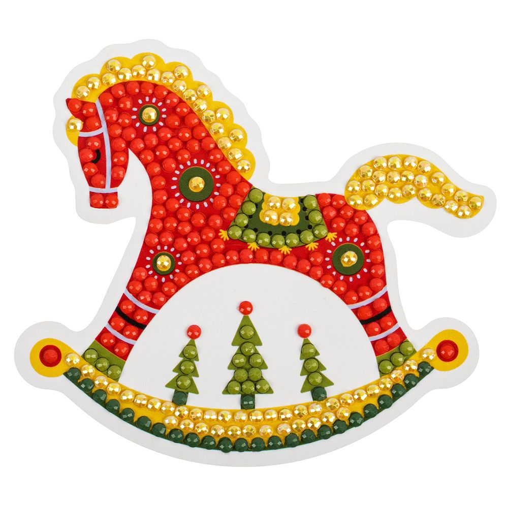 Кристальная (алмазная) мозаика Фрея ALVM-120, магнит, Красная лошадка, 9.5х8.5 см