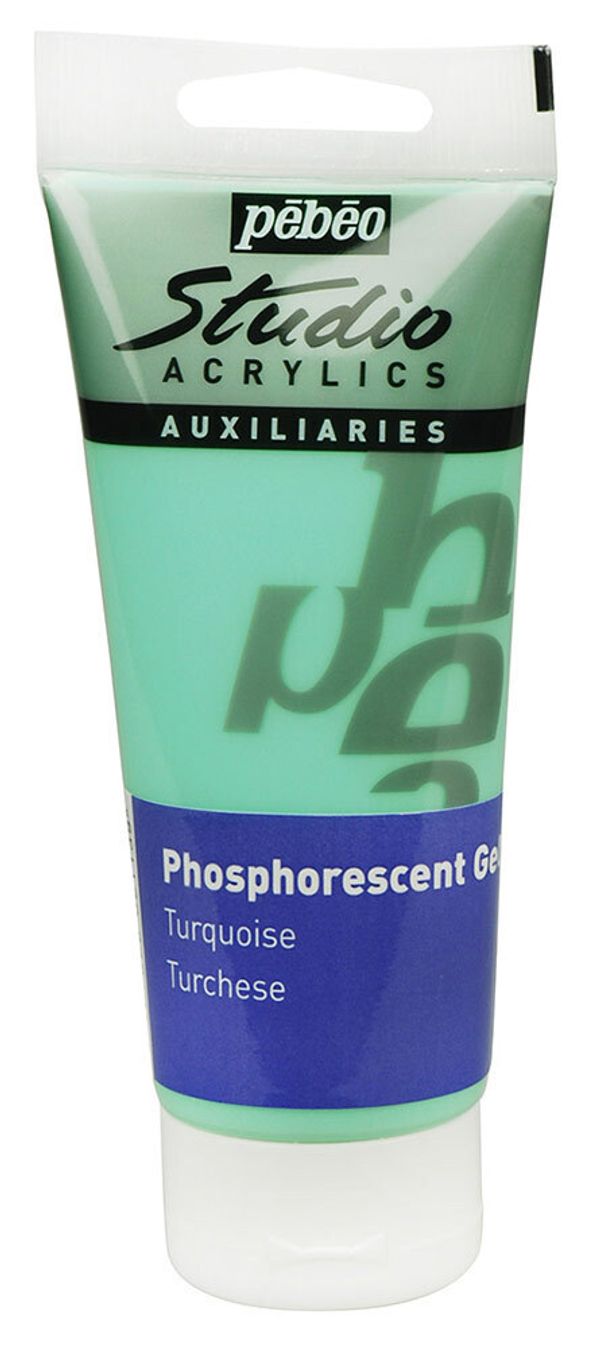 Гель фосфоресцентный акриловый Studio 100 мл, бирюзовый, Pebeo