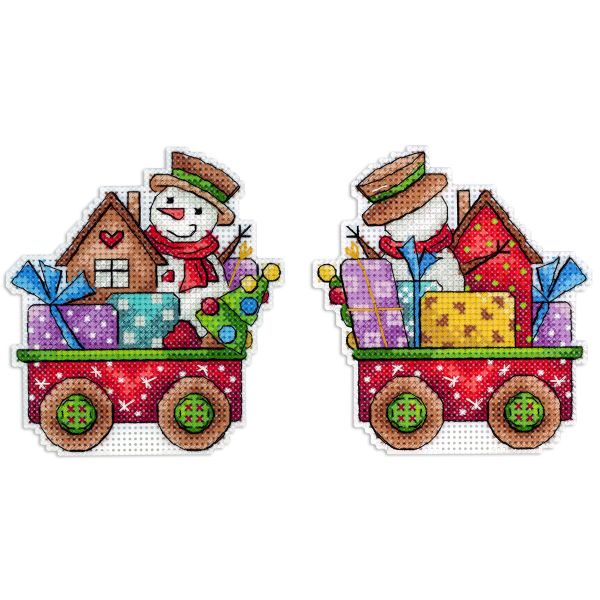 Набор для вышивания нитками МП Студия Р-1136, на пластиковой канве Счастье на колесах, 10х9 см