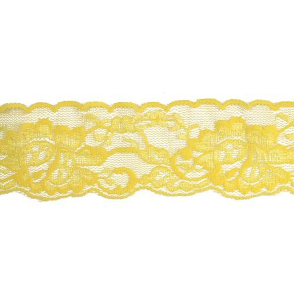 Кружево эластичное (стрейч) 50 мм, JD012-желтый, 20 м