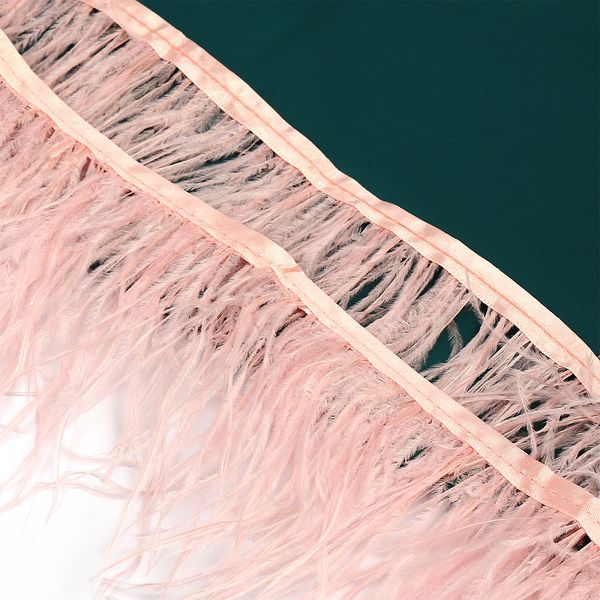 Перья на ленте Страус 15 см, FBY-15-122, цв. кремовый, 2м