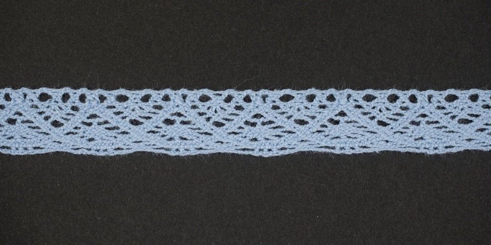 Кружево вязаное (тесьма) 16 мм цв.св.-голубой, 25м, Alfa, AF-118-040