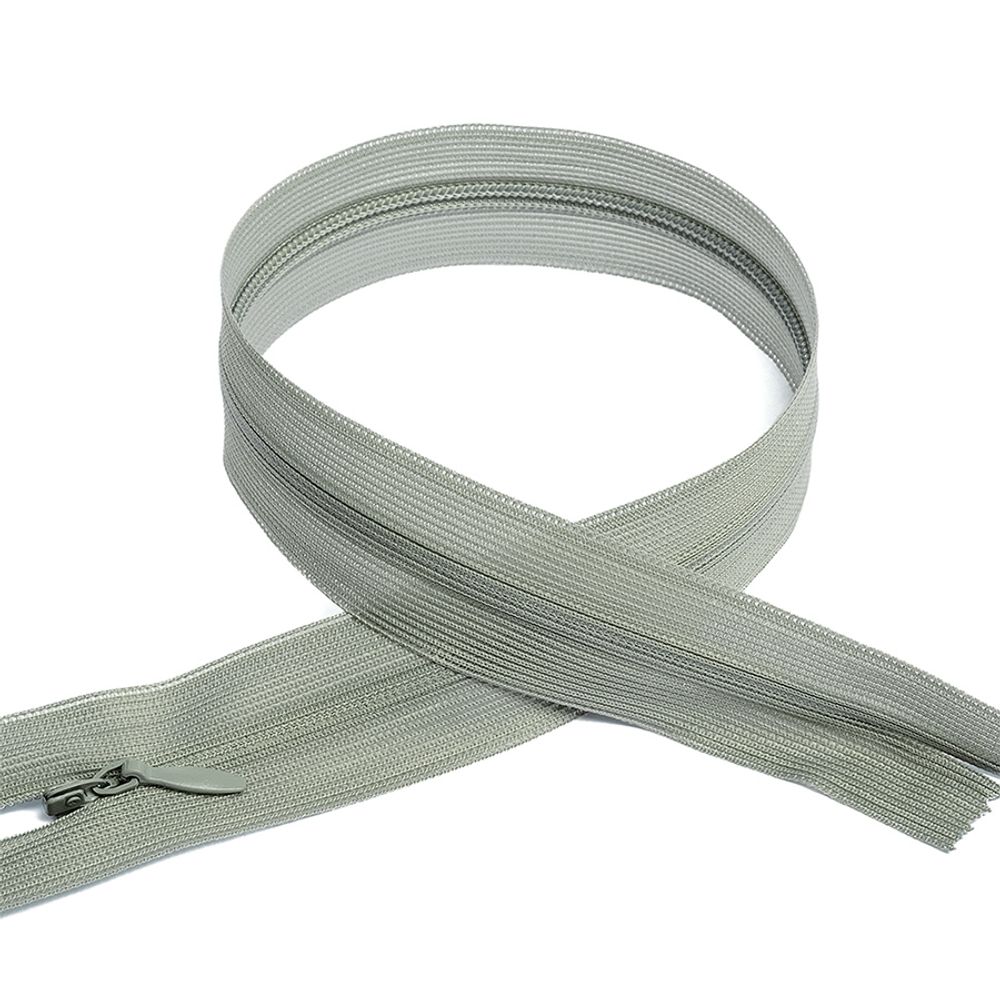 Молния потайная (скрытая) Т3 (3 мм) 1 зам., н/раз., 50 см, цв.F317 серый уп.50 шт
