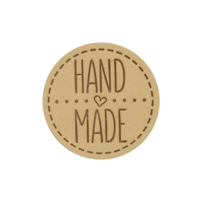Термоаппликация из кожи Hand Made D4,5см, 100% кожа, 41 бежевый