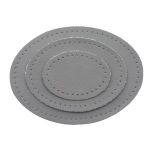 Набор заплаток пришивных из кожи, овал 4х5,5см, 6х8,2см, 8х10,9см, с перфорацией, 3 шт (07 серый), 9404