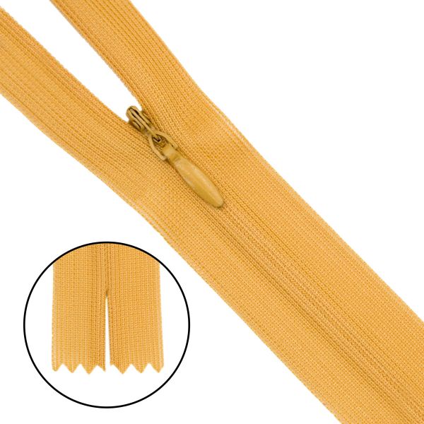Молния потайная (скрытая) Т3 (3 мм) 1 зам., н/раз., 20 см, нейлон, F123 золотисто-коричневый, 10 шт