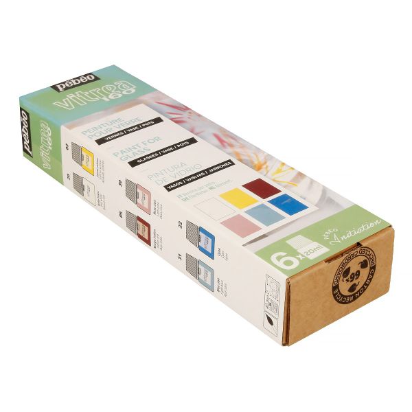 Набор красок Pebeo Vitrea 160 Открытие по стеклу под обжиг 6 цв. 20 мл, 756461 1 глянцевые