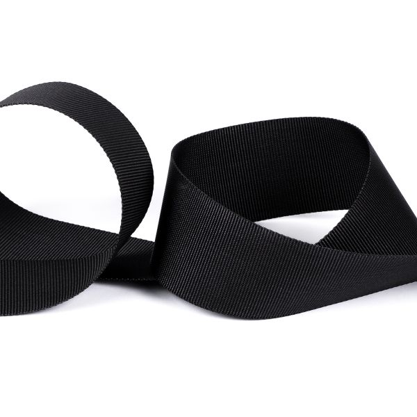 Стропа (ременная лента) 50 мм / 30 метров, толщ. 0.85 мм, [32.39 г/пог.м], 100% п/а, 001 черный, Gamma 9с767