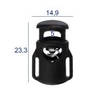 Фиксатор (зажим) для шнура пластик 1 отв., ⌀5.0 мм, 24 шт, №01 черный, Micron A 8852