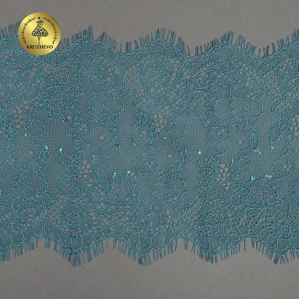 Кружево шантильи (реснички) 170 мм, A88 цв.F222 изумрудно-синий, 3 метра, Kruzhevo