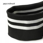 Подвяз (довяз) трикотажный 14.0х100 см, черный с белыми полосами, двухслойный, 100% п/э, 5 штук