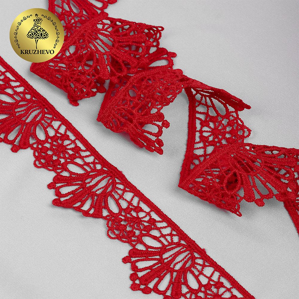 Кружево гипюр (плетёное) 35 мм / 13.71 метров, TBY.SUN.10(0872), цв.F162 красный