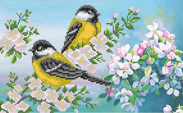 Рисунок для вышивания Матренин Посад (шелк), 28х34 -4012 Синички