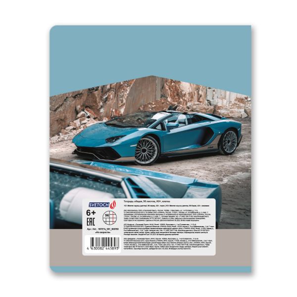 Тетрадь ученическая общая, A5+ 96 л. на скобе 60 г/м², белизна 100%, 5 шт, клетка в термоусадочной пленке, 000780 На скорости, Светоч 96ТЕТк-001