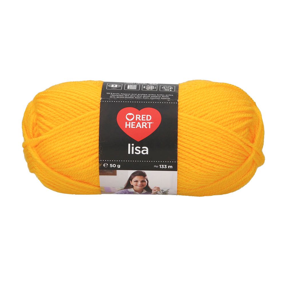Пряжа Red Heart (Рэд Харт) Lisa / уп.10 мот. по 50 г, 133м, 00184 желтый