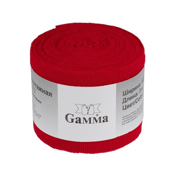 Косая бейка трикотажная 60 мм / 4 шт по 5 метров, (рибана), 014 красный, Gamma