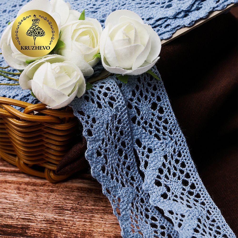 Кружево вязаное (тесьма) 30 мм / 10 метров, TBY-5234 цв.23 голубой, Kruzhevo