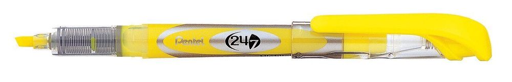 Маркер-выделитель текста с жидкими чернилами 24/7 Highlighter 1-3.5 мм, скошенное 12 шт, SL12-GX желтый, Pentel