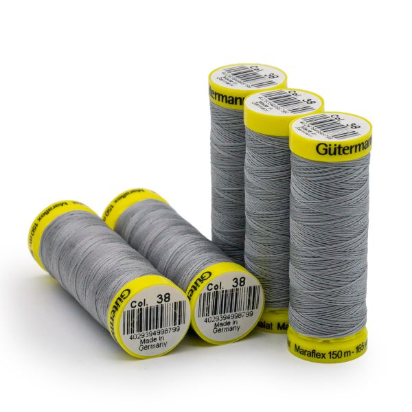 Нитки для трикотажа Gutermann Maraflex, 150м, 038 св.серый, 5 катушек