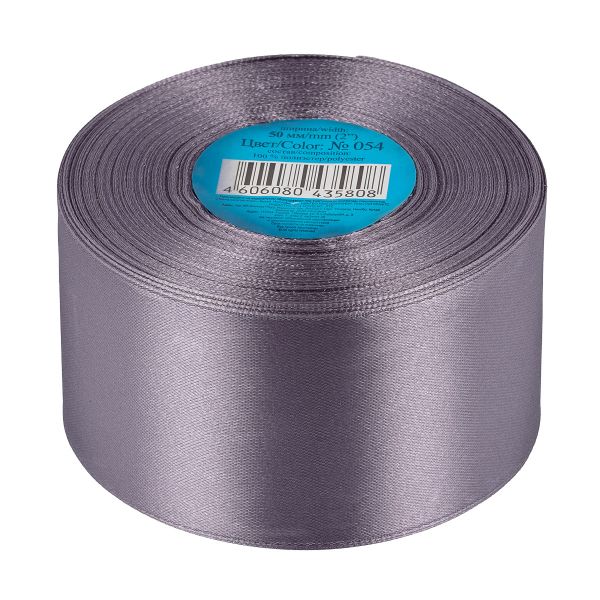 Лента атласная 1-сторонняя 50.0 мм / 33±2 метра, 054 т.серый, Gamma