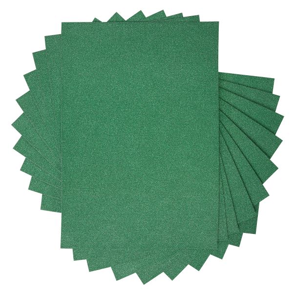 Бумага цветная глиттерная 250 г/м², А4, 21х29.7 см, 10 шт, 06-зеленый (green), Vista-Artista GLIT-A4