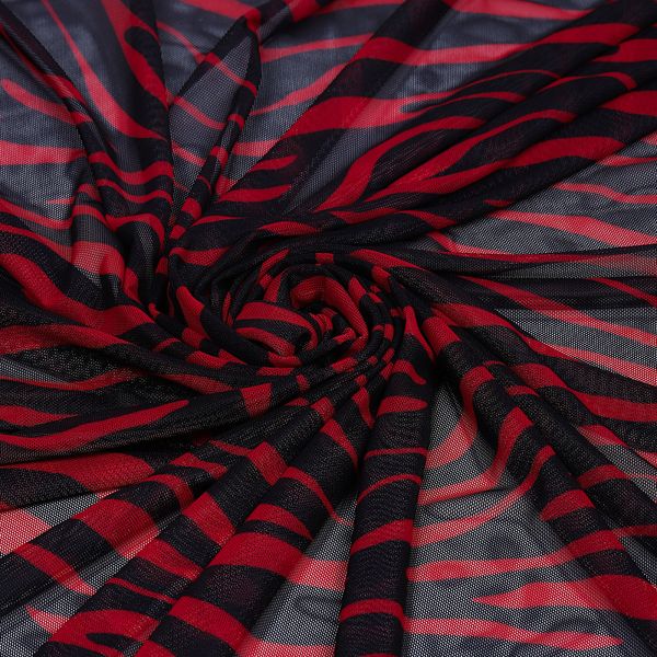 Сетка бельевая эластичная 100 г/м², шир.160 см / 3 метра, принт Зебра, цв.красный+черный /SZ025816.04/