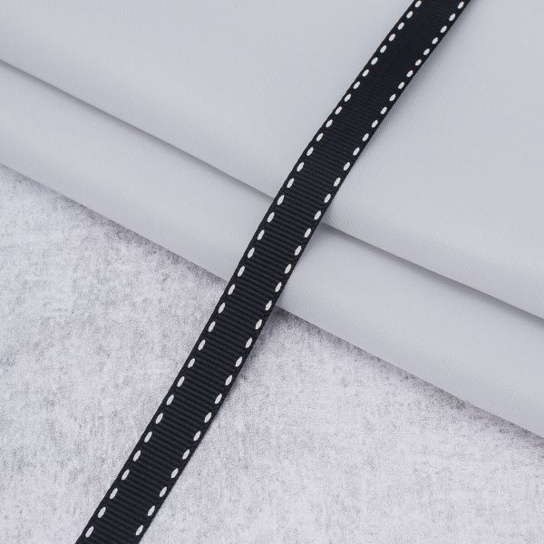 Лента репсовая (в рубчик) с рисунком 10.0 мм / 45.72 метра, ID 1066, цв. черн, 24467