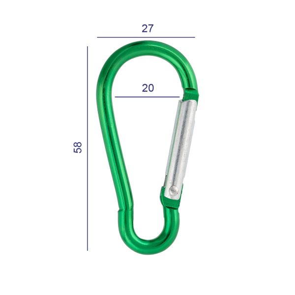 Карабин металл 20.0 мм (58х27 мм), 10 шт, 08 зеленый, Gamma GH 120/25/10