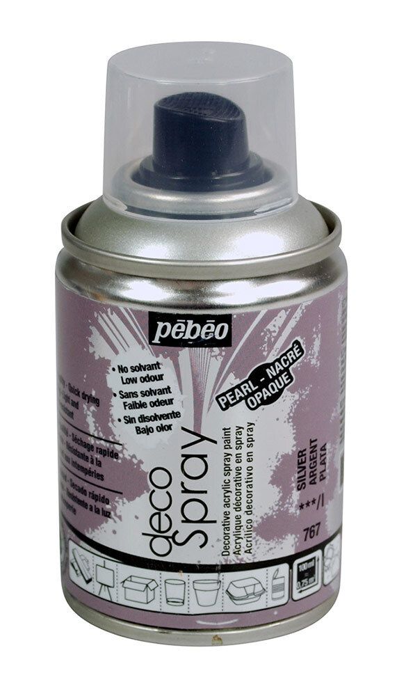 Краска на водной основе аэрозольная decoSpray 100 мл, 093767 серебро, Pebeo