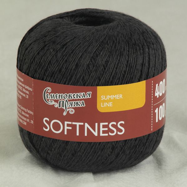 Пряжа Семеновская Softness Нежность / уп.5 мот. по 100г, 400м, 30001 чёрный