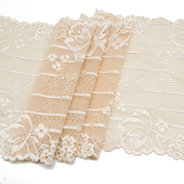 Кружево бельевое эластичное 185 мм / 10 м, бежевый