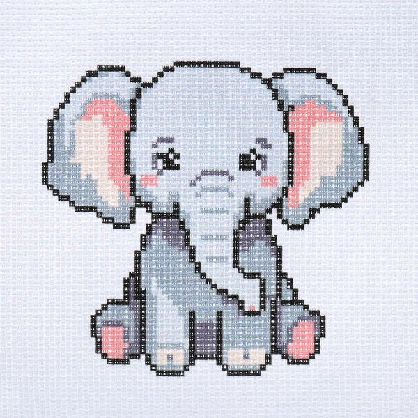 Набор для вышивания нитками Hobby&Pro Kids, Слоник 19х18 см