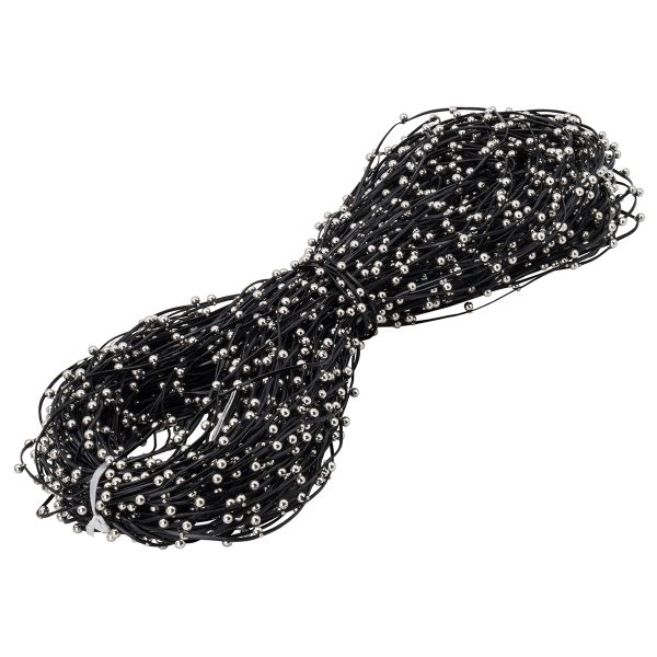 Шнур отделочный искусственная кожа с бусинами ⌀2.0 мм, / 100 метров, 08 черный