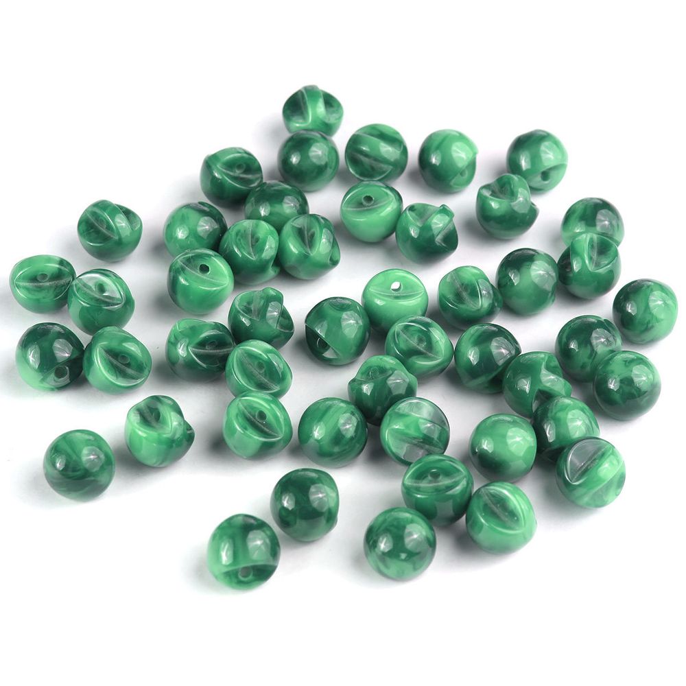 Пуговицы на ножке под камень из смолы 11мм (малахит), 100 шт