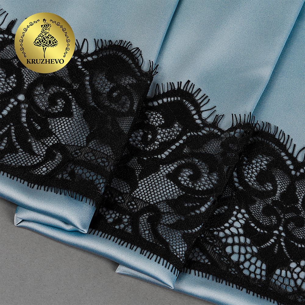 Кружево шантильи (реснички) 100 мм, диз. 226, цв.2 черный уп. 15 м, по 3 м, Kruzhevo