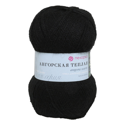 Пряжа Пехорка Ангорская теплая / уп.5 мот. по 100 г, 480 м, 02 черный